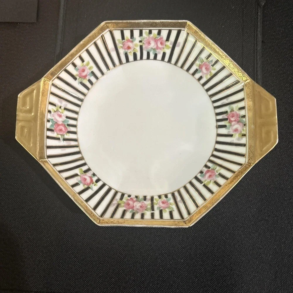Vintage Nippon porcelain serving dishes set/three hand-painted different sizes